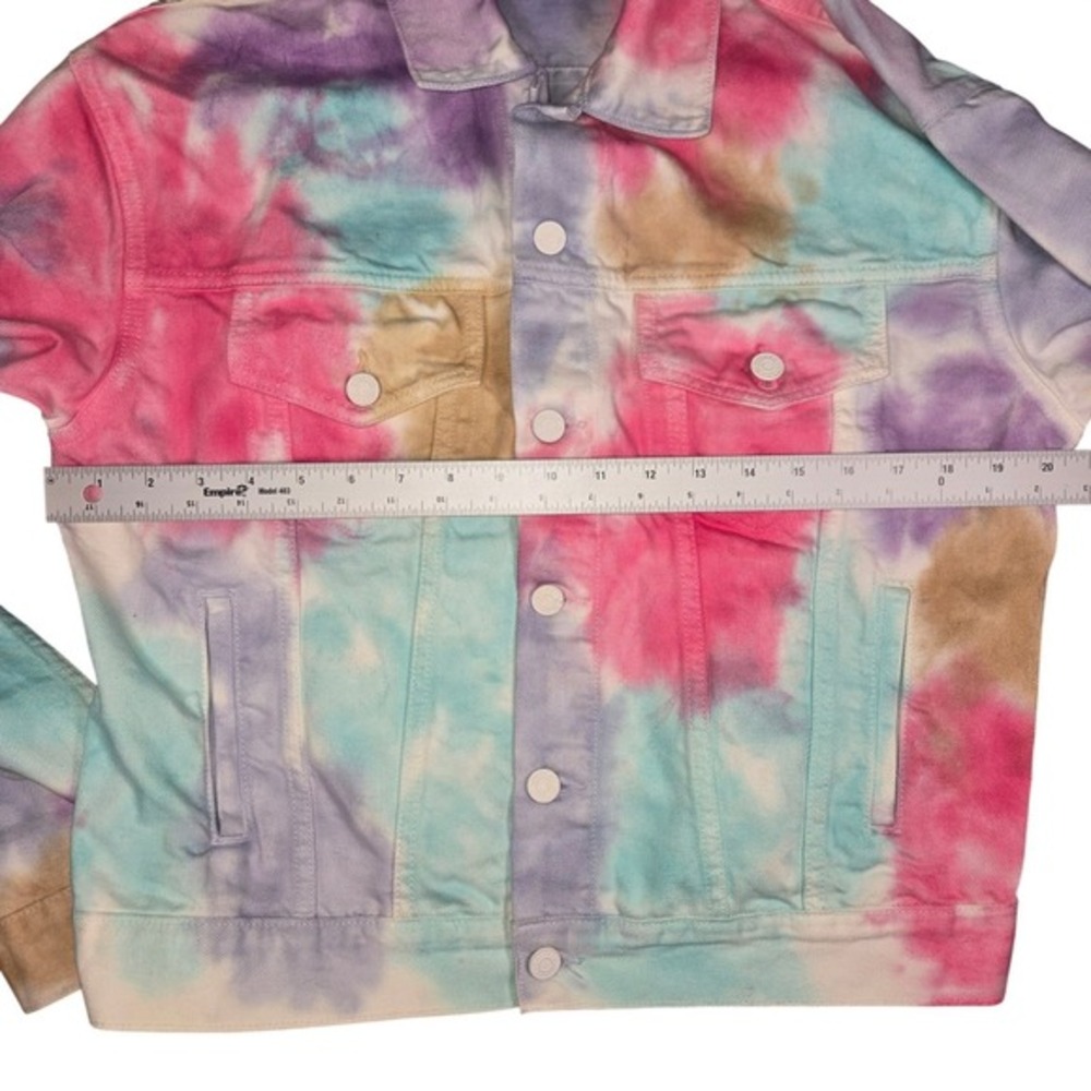 GRLFRND Kim Tie‎ Dye Denim Jacket Womens Small Pink Purple Blue Cotton Trucker - Picture 10 of 10